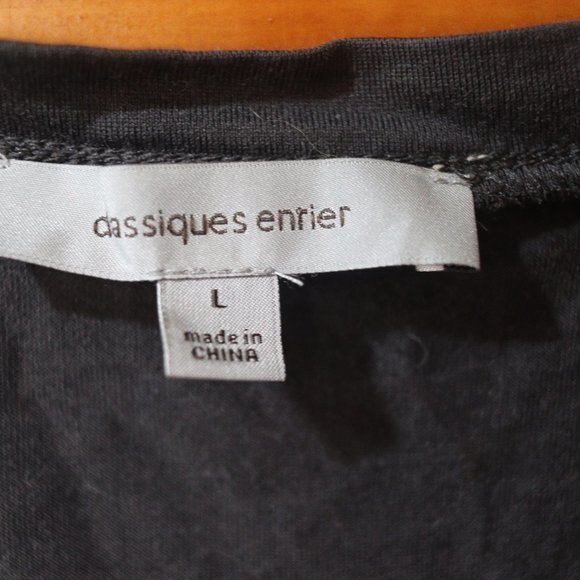 Classiques Entier Black Silk Sequin Beaded V neck Top LG - Picture 10 of 10